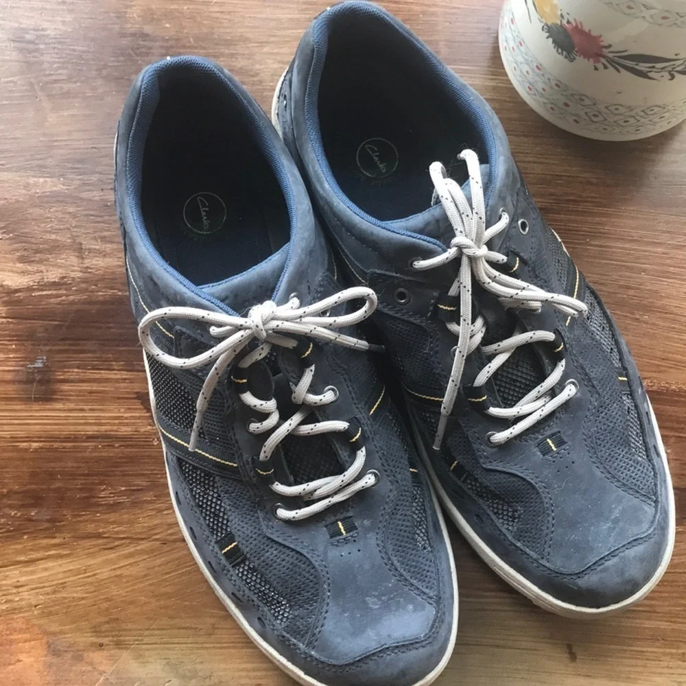 Clarks blue leather sneakers